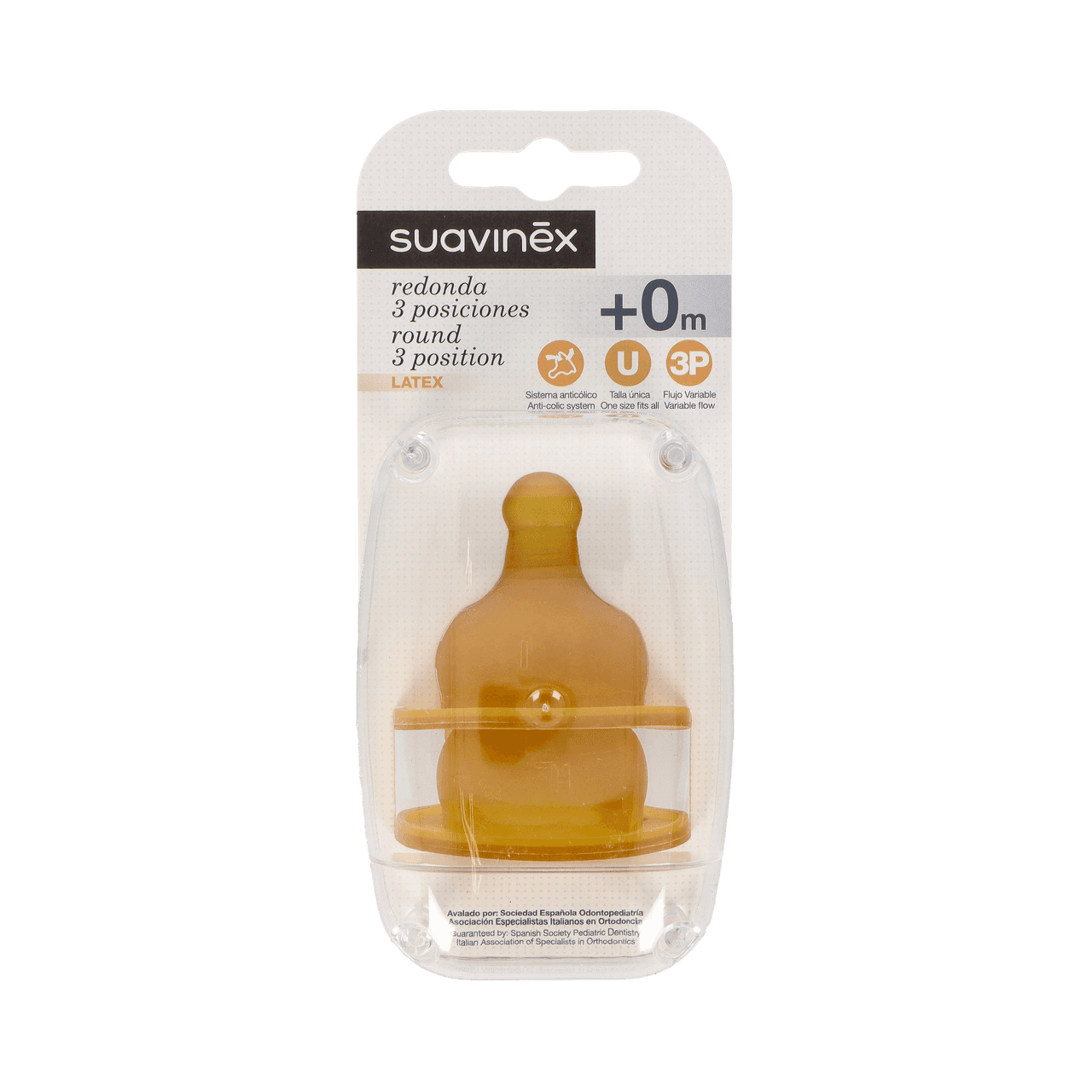 Suavinex Tetina Redonda Látex 3 Posiciones +0 Meses